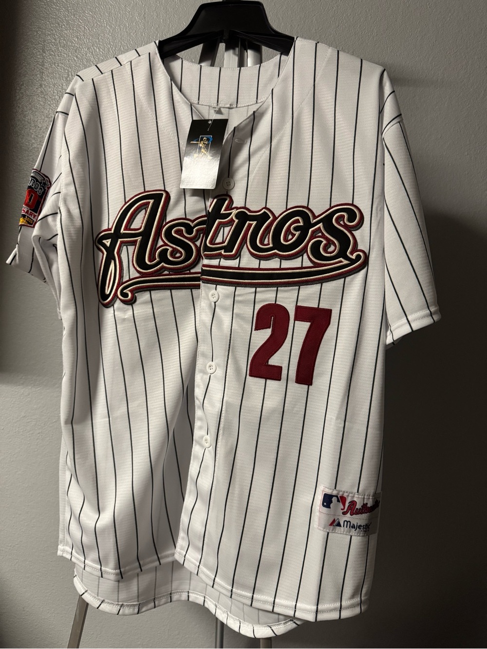 Houston Astros White Pinstripe Men's Baseball Jersey - #27